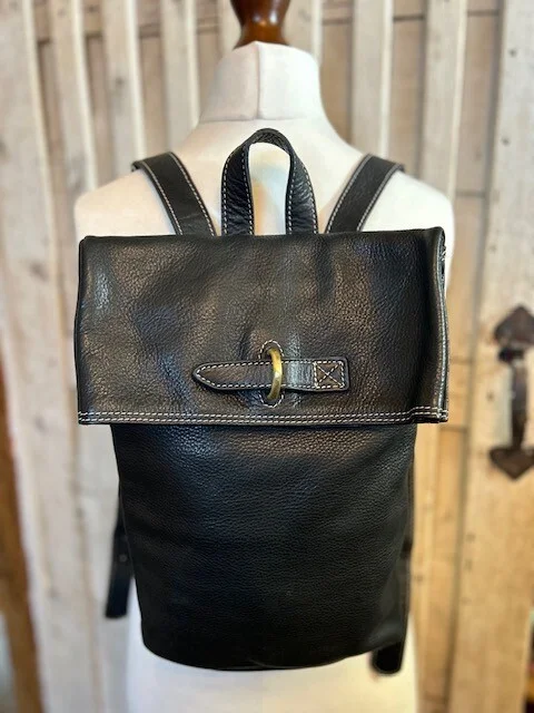 Amazing BLONDIE MANIA black pebble grained leather backpack rucksack bag