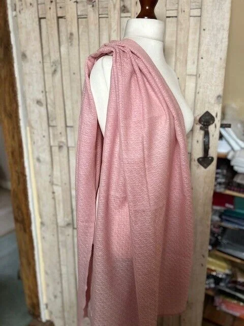 Light pink dobby cloud woollen dyed stole pashmina scarf by Pashmina Love. view 3