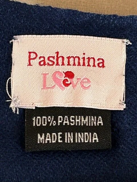 Superior pure pashmina navy blue fine quality lightweight shawl by Pashmina Love view 5