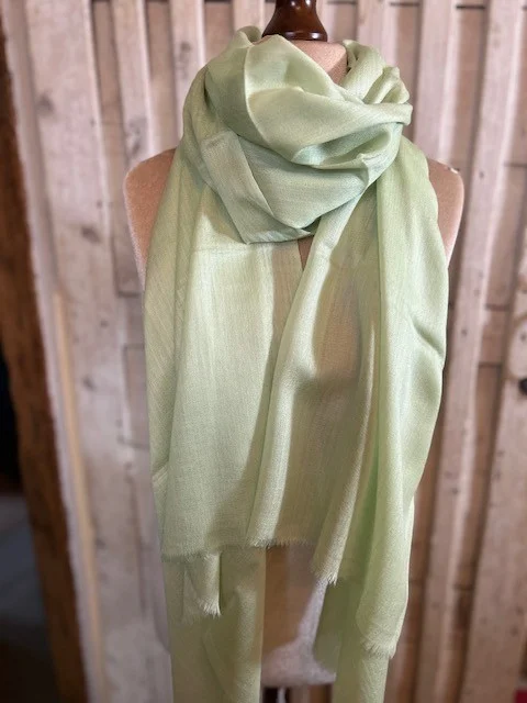 Pistachio lightweight wool & silk pashmina shawl by Pashmina Love