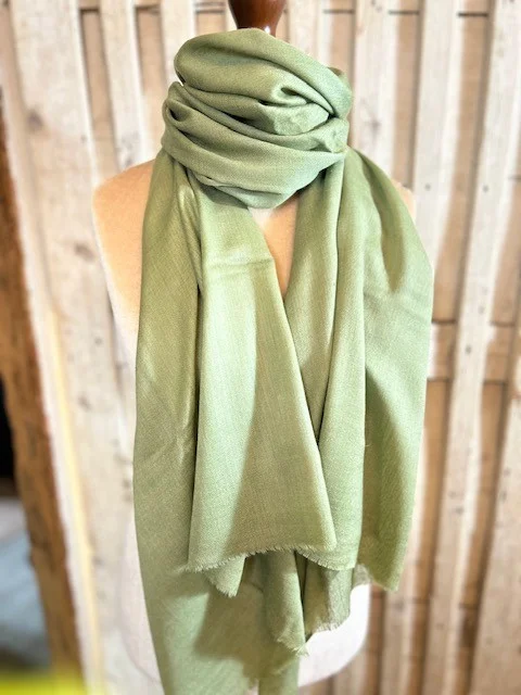 Pistachio lightweight wool & silk pashmina shawl by Pashmina Love