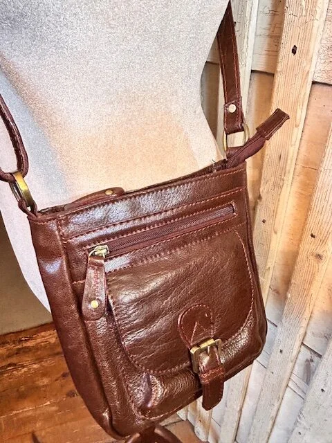 ASHWOOD dark chestnut leather small across body shoulder bag