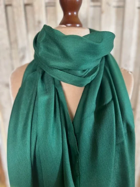 Emerald Green lightweight wool & silk pashmina shawl by Pashmina Love view 2