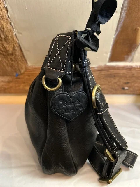 BLONDIE MANIA black premium soft grained leather slouch hobo saddle shoulder bag view 7