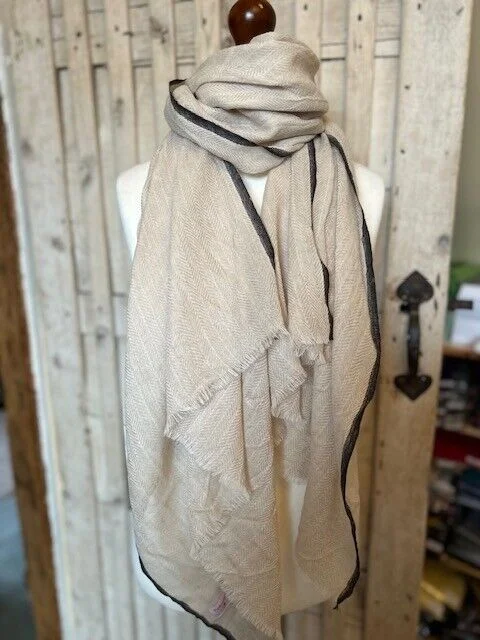Warm almond edged quality merino wool pashmina by Pashmina Love view 2