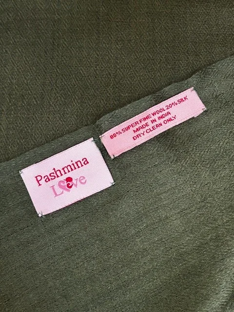 Fresh Olive lightweight wool & silk pashmina shawl by Pashmina Love view 4