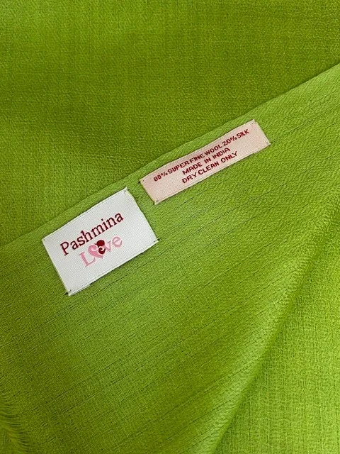 Fresh Green lightweight wool & silk pashmina shawl by Pashmina Love view 4