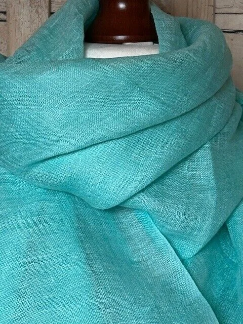 Pure linen peppermint fine lightweight pashmina by Pashmina Love view 2
