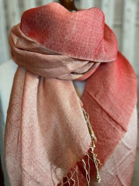 Fine quality clementine reversible tassel edge pashmina Pashmina Love view 2