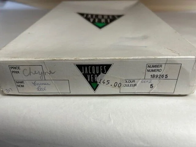 Vintage Jacques Vert blue premium leather clutch bag in box & original packaging view 7