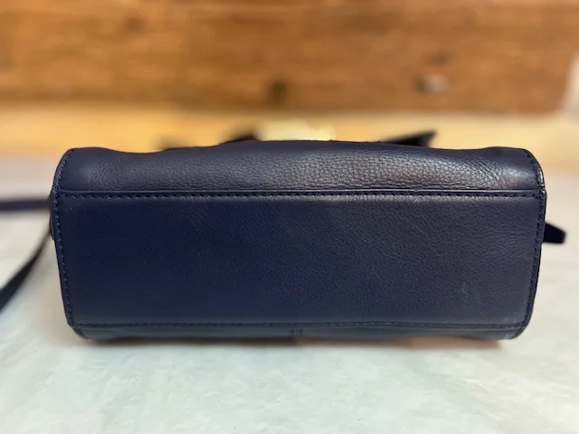 French navy blue soft leather small size multi function grab xb shoulder bag view 7