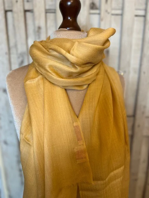 Buttersotch lightweight wool & silk pashmina shawl by Pashmina Love view 2