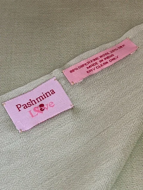 Pistachio lightweight wool & silk pashmina shawl by Pashmina Love view 4