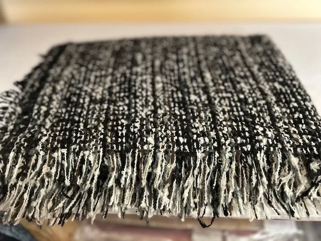 Beautifully soft black white ombre fleck loose knit tassel end scarf shawl view 4