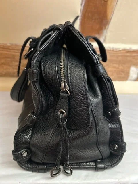 BILLY BAG black grained leather satchel saddle top handle shoulder bag view 8