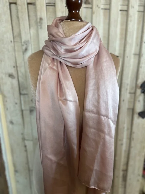 Pale pink pure silk stunning large scarf shawl view 3