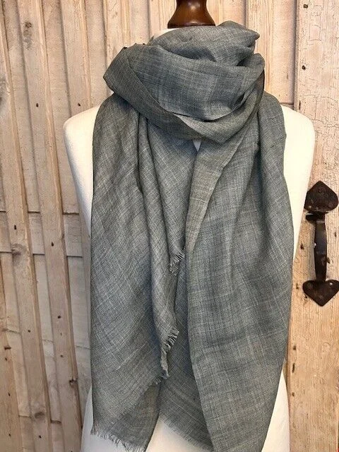 Superfine lightweight grey melange pure wool pashmina by Pashmina Love.