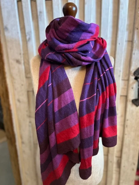 John Lewis striped angora wool blend very long scarf