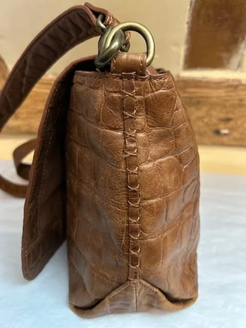 LIEBESKIND BERLIN oak brown croc embossed satchel saddle xb bag view 8