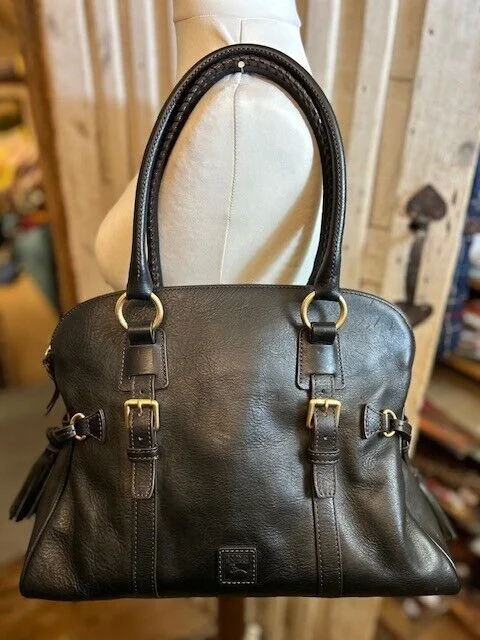 XL DOONEY & BOURKE black premium leather 'Florentine' satchel shoulder handbag view 4