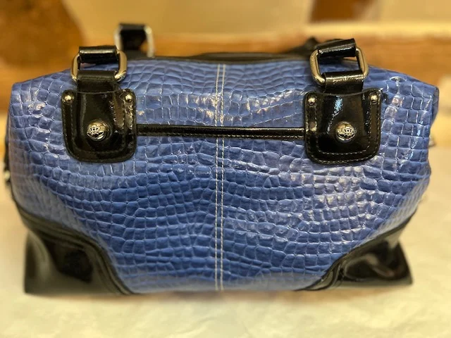 KATHY VAN ZEELAND blue black bowling shape shoulder bag view 7