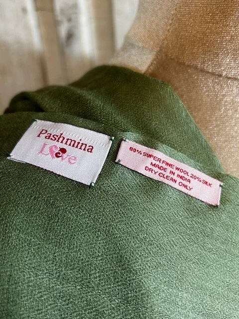 Pistachio lightweight wool & silk pashmina shawl by Pashmina Love view 4