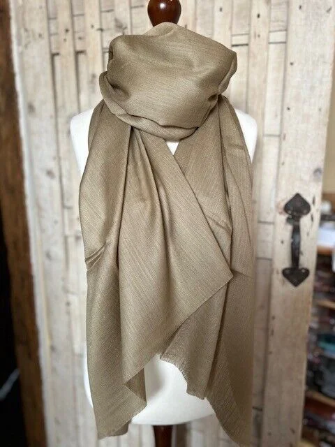 Cappuccino fine lightweight merino wool & silk pashmina by Pashmina Love