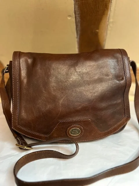Lge THE BRIDGE dark chestnut leather satchel saddle xb shoulder bag