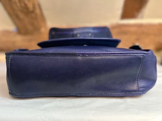 Indigo purple BILLY BAG quality leather satchel saddle wide strap shoulder bag view 7