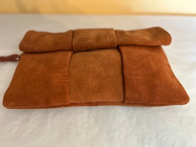 FAITH terracotta suede large size soft clutch purse bag wristlet view 8