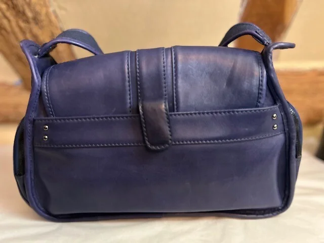 Indigo purple BILLY BAG quality leather satchel saddle wide strap shoulder bag view 5