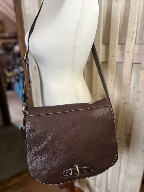 Lge BLONDIE MANIA dark brown premium leather satchel saddle xb bag view 3
