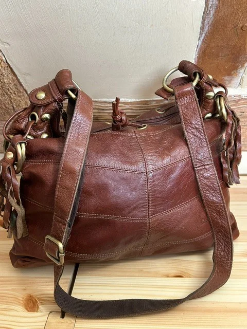 RUBY LONDON conker red brown soft rustic leather slouchy xb shoulder bag view 4