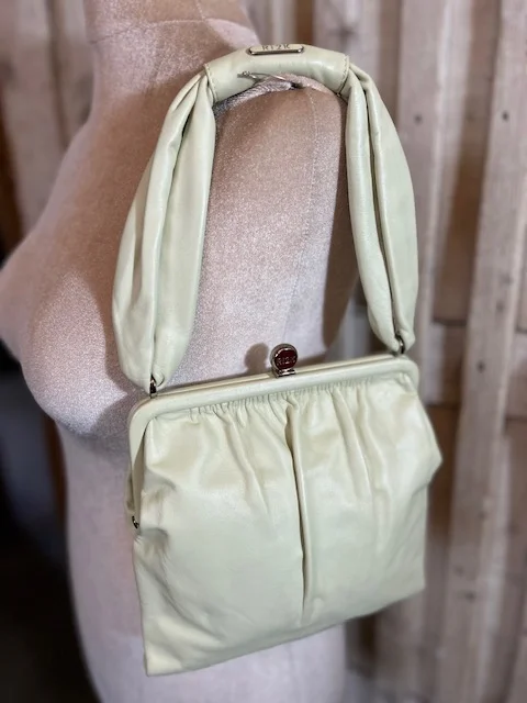 Ri2K pale lime butter soft leather top handle occasion shoulder bag