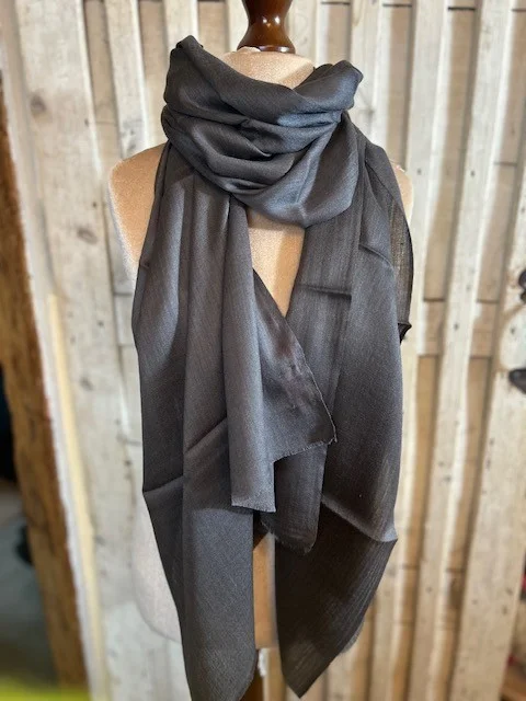 Slate grey lightweight wool & silk pashmina shawl by Pashmina Love