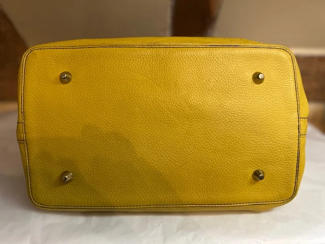 Lge RABEANCO yellow grained leather slouch sac bucket shoulder bag view 7