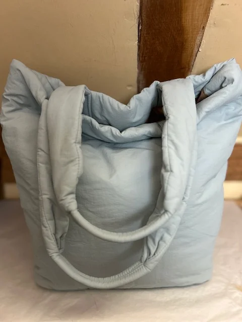 John Lewis pale blue large padded tote shopper bag view 2
