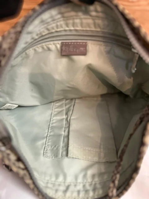 KIPLING beige snakeskin print slouchy across body shoulder bag view 7