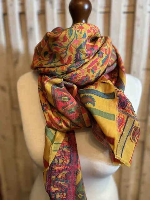 Traditional Indian floral paisley merino wool pashmina by Pashmina Love