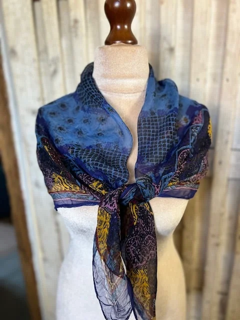 Large fine lightweight chiffon multi coloured square scarf