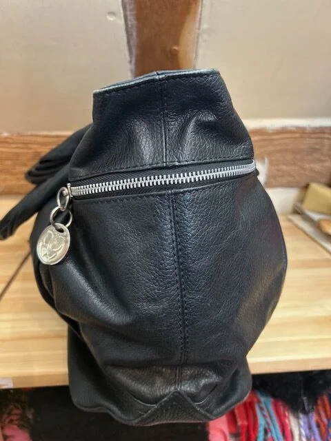 TABITHA large black leather tote shopper shoulder grab bag view 8