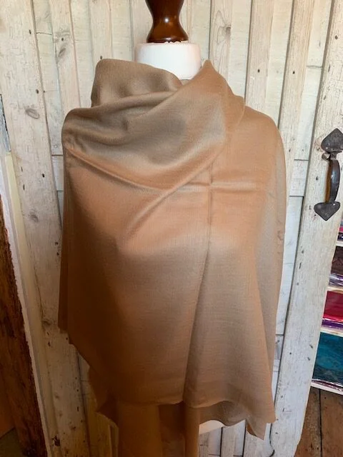 Mid taupe luxury natural cashmere/wool pashmina by Pashmina Love view 2