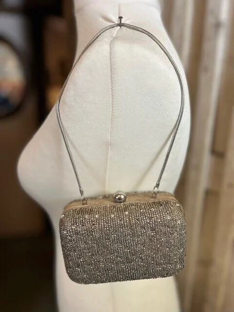 Gorgeous little Coast beige/grey crystal encrusted clutch evening party bag view 3