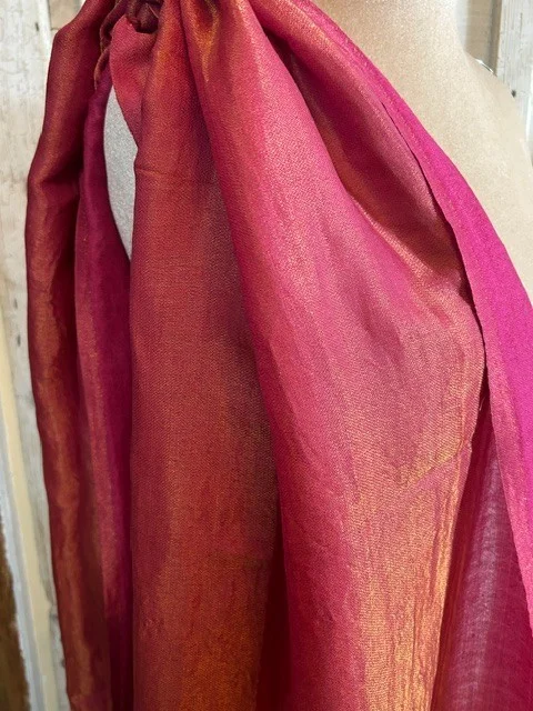 Magenta wool & silk traditional Zari shimmer pashmina shawl by Pashmina Love view 4
