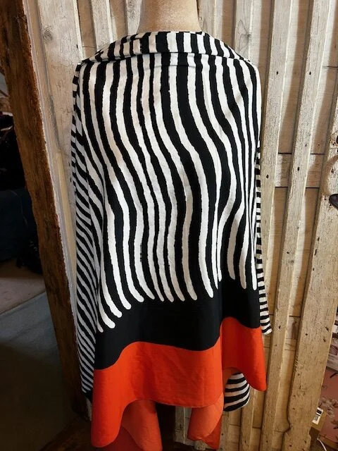 XL black orange bold print pashmina shawl wrap view 5