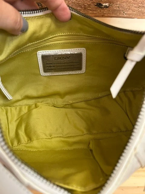 DKNY white leather east-west shape shoulder bag view 11