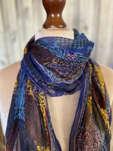 Large fine lightweight chiffon multi coloured square scarf view 5