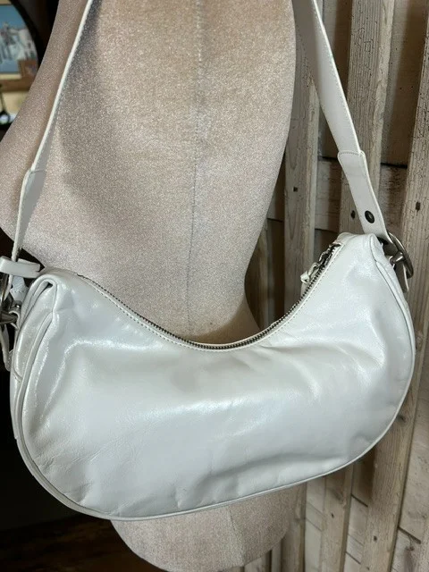 DKNY white leather east-west shape shoulder bag view 10