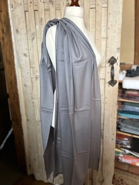 Slate fine lightweight merino wool & silk pashmina by Pashmina Love view 3