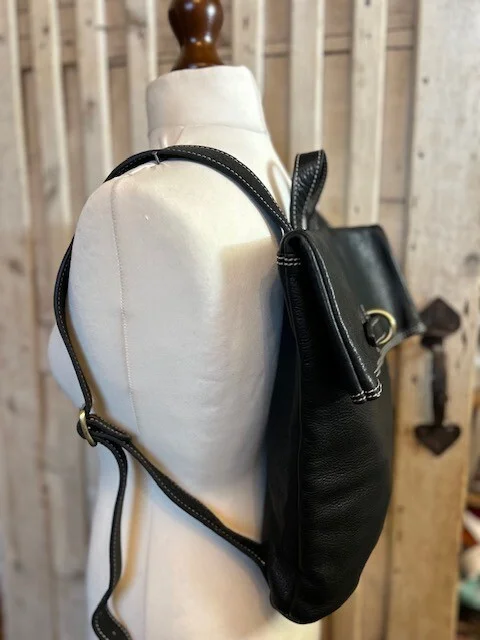 Amazing BLONDIE MANIA black pebble grained leather backpack rucksack bag view 2
